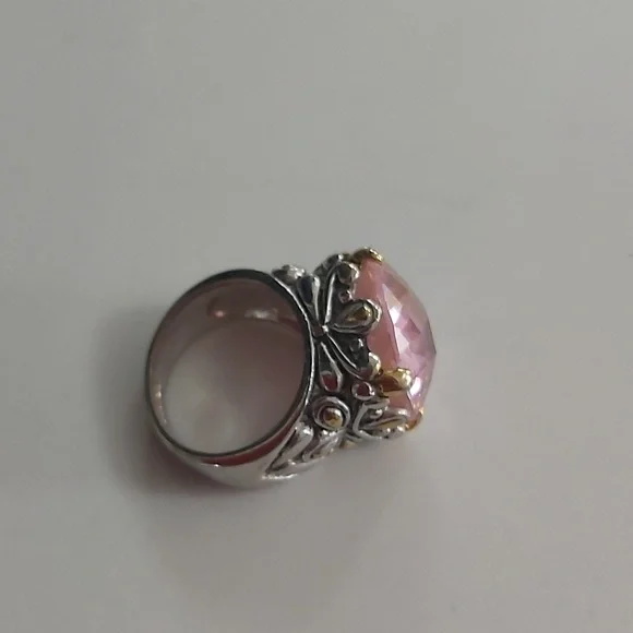 Elegant Pink and Gold/Silver Women's Ring - Picture 9 of 14
